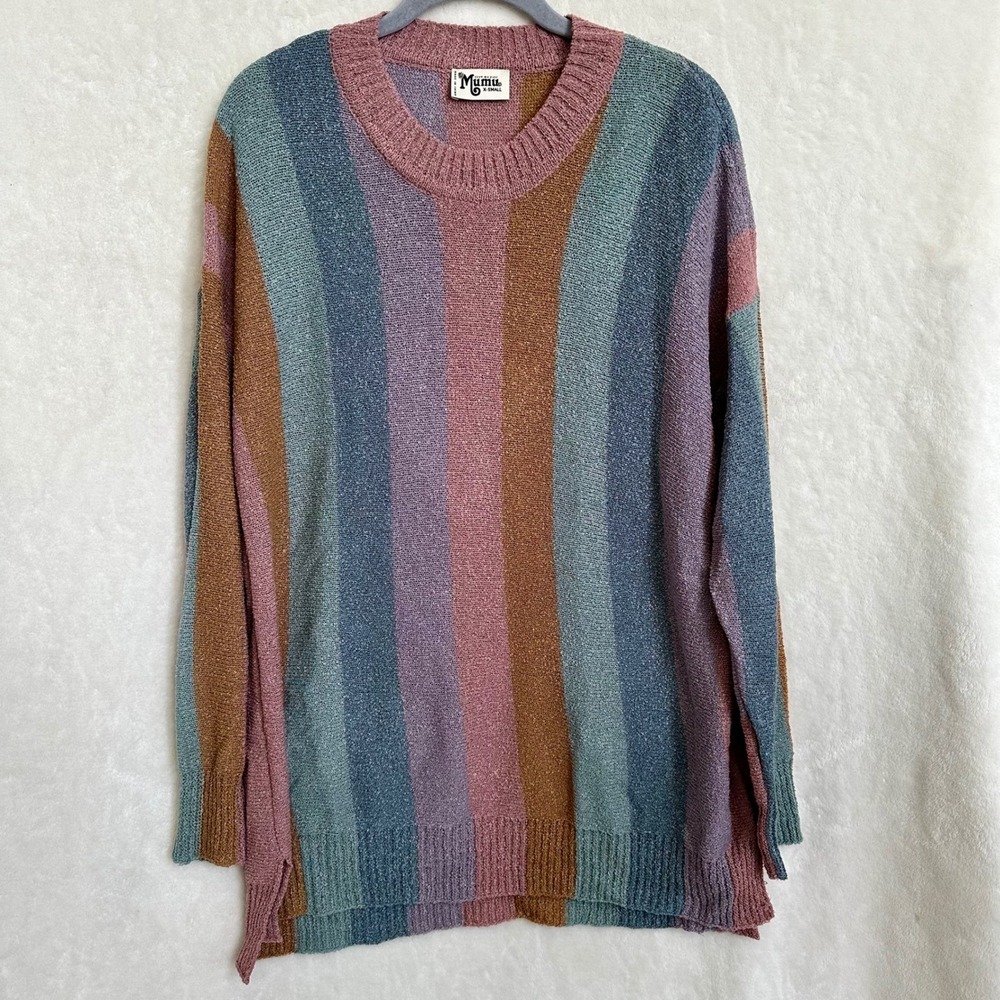 Show Me Your Mumu Elodie Dusty Stripe Tunic Knit Oversized Sweater XS